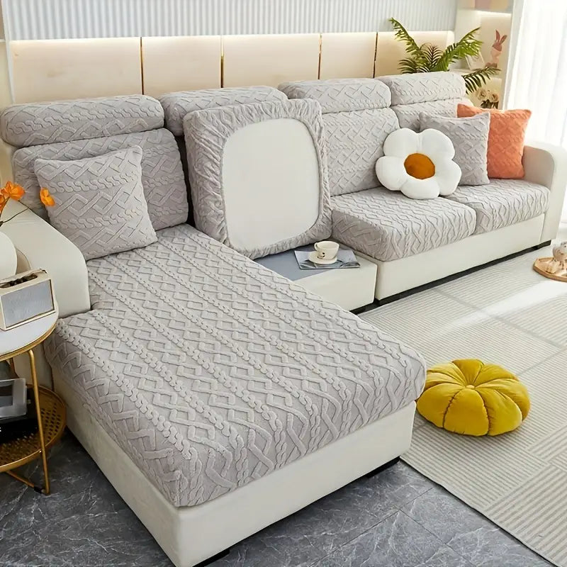 Striped Velvet Stretch Pet Sofa Cover