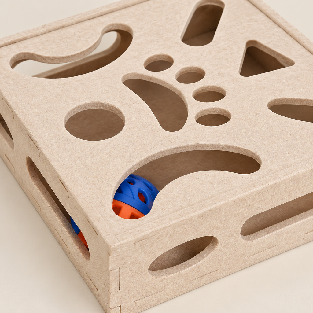Detail of puzzle openings and ball