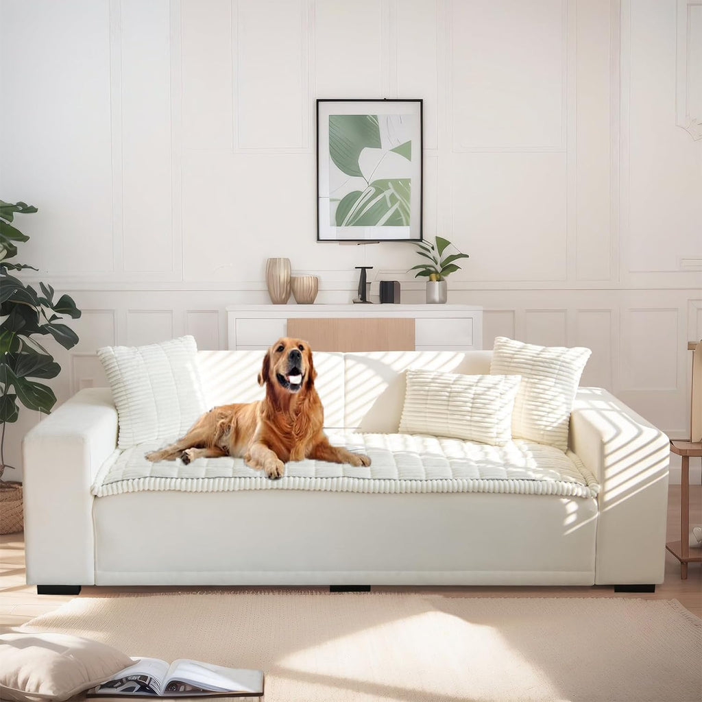 LiveGo Fuzzy Cotton Pet Sofa Cover – Milky White, 70 × 150 cm