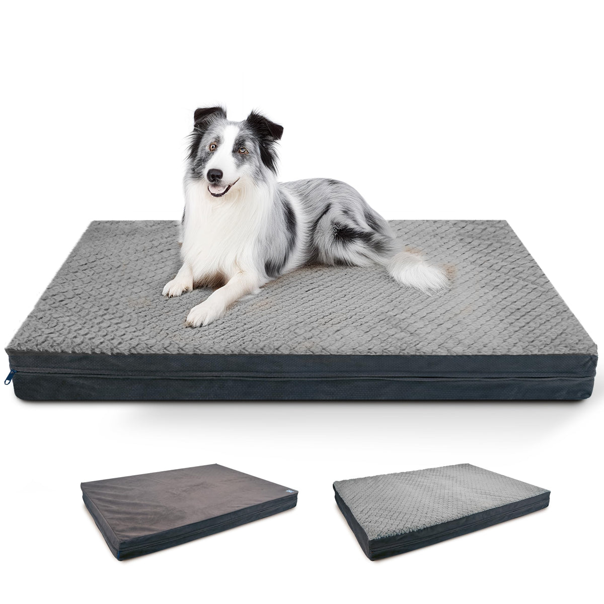 XL Reversible Waterproof Orthopedic Dog Bed with Removable Washable Cover – Dark Gray
