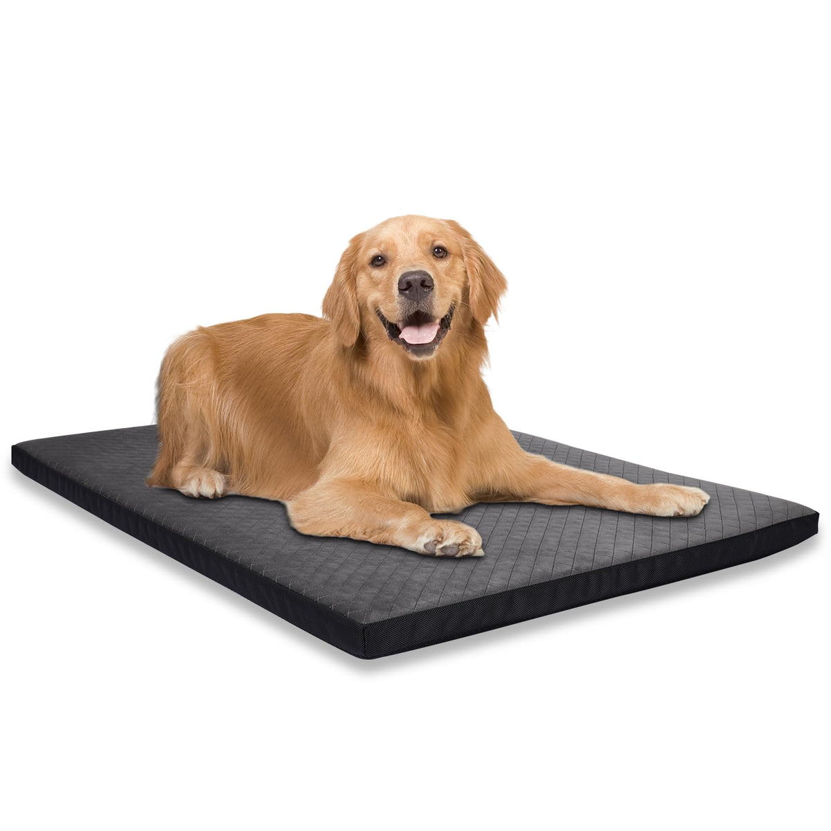 Aulase Durable Quilted Dog Crate Pad with Washable Cover & Non-Slip Base – Gray