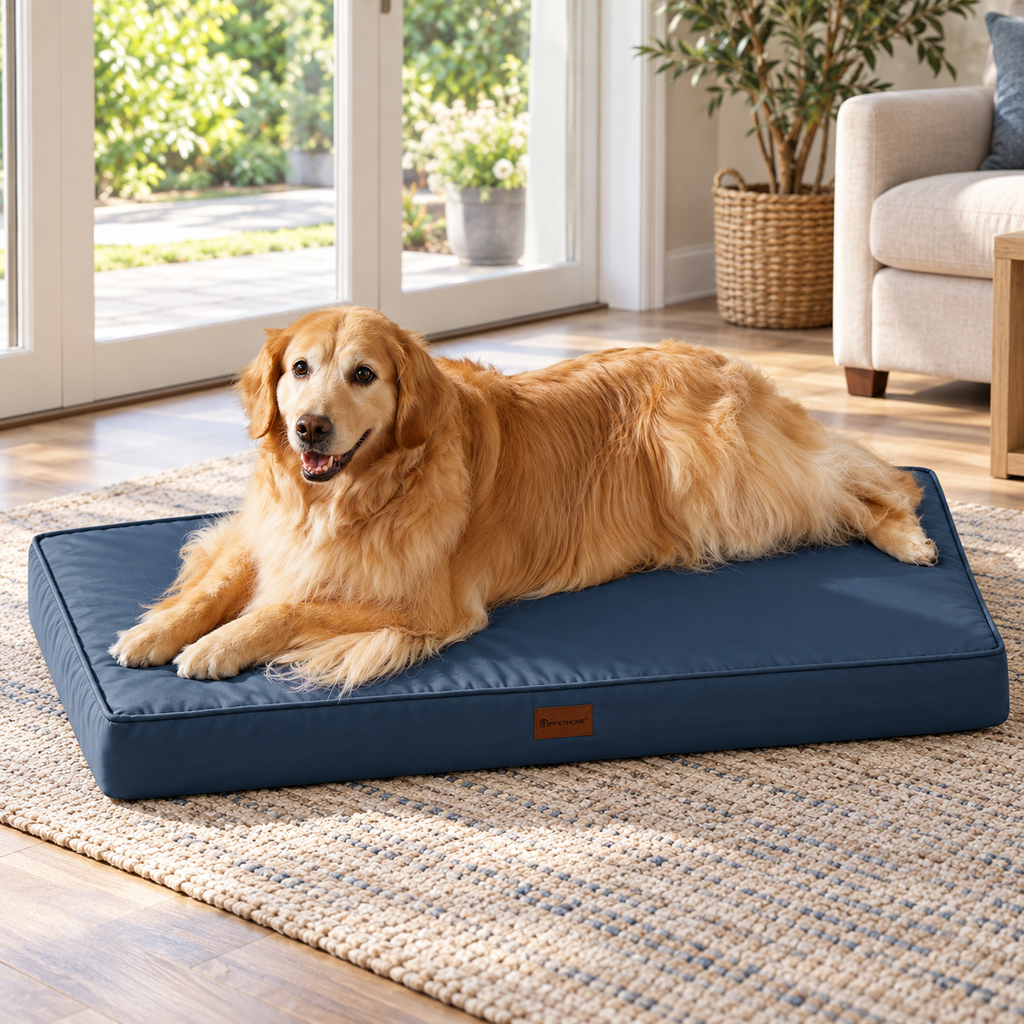 BFPETHOME Waterproof Outdoor Orthopedic Dog Bed with Washable Cover – Navy – home setting