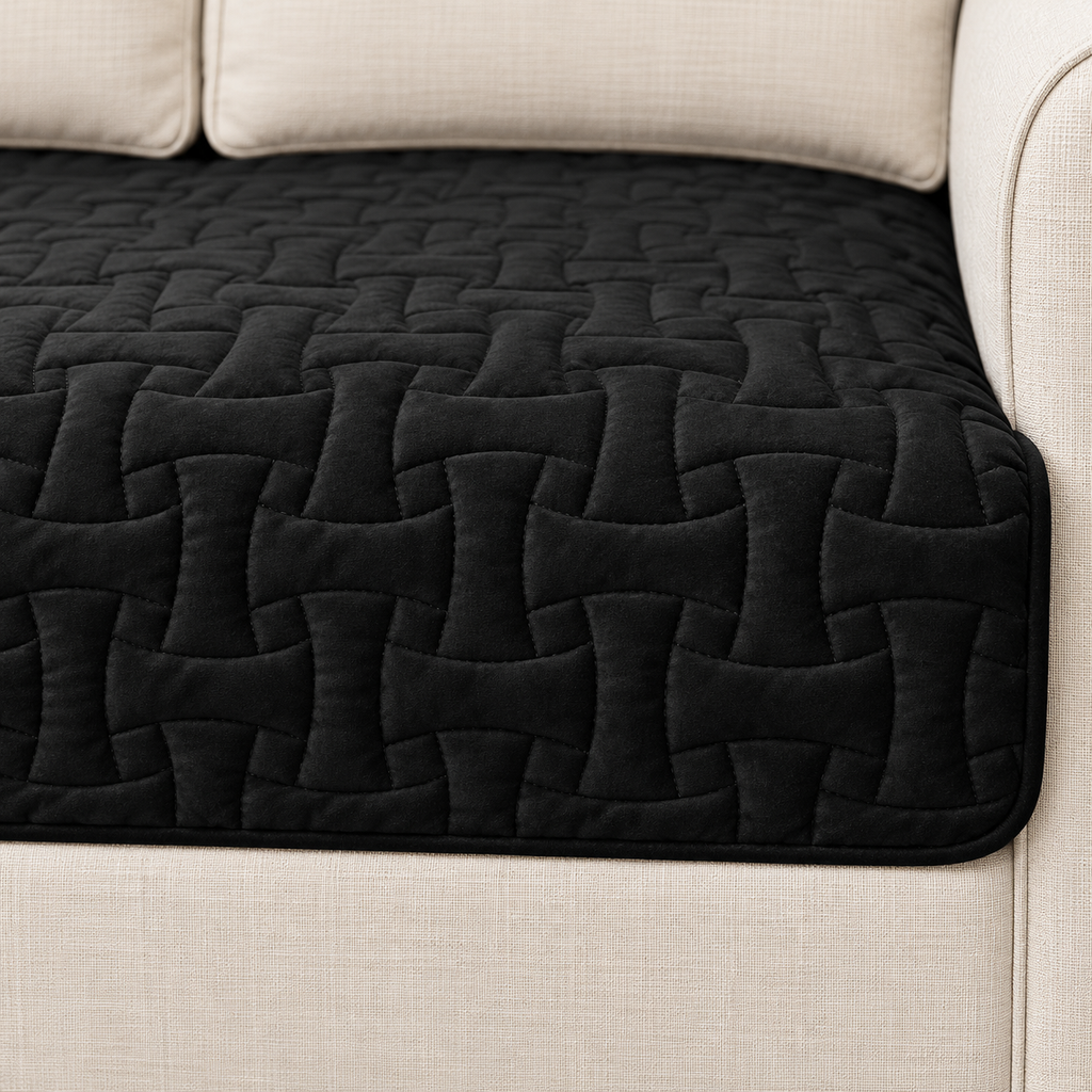 DEARTOWN Waterproof Velvet Sofa Seat Panel – Black, 30 × 82 in — fabric detail