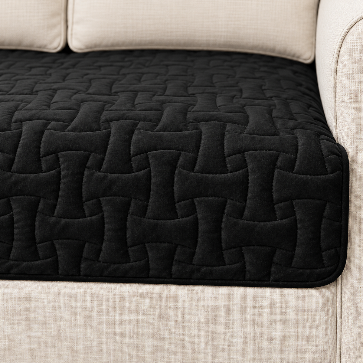 DEARTOWN Waterproof Velvet Sofa Seat Panel – Black, 30 × 82 in — fabric detail