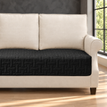 DEARTOWN Waterproof Velvet Sofa Seat Panel – Black, 30 × 82 in — in a living room