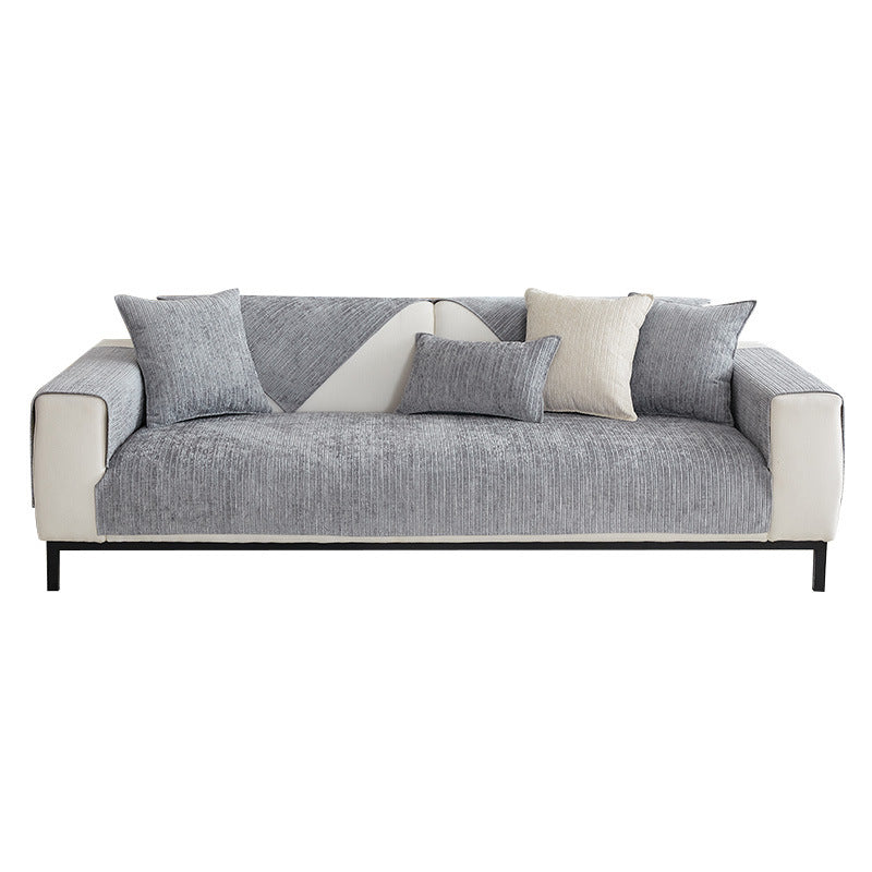 Minimalist Chenille Sofa Seat Cover – Beige & Grey
