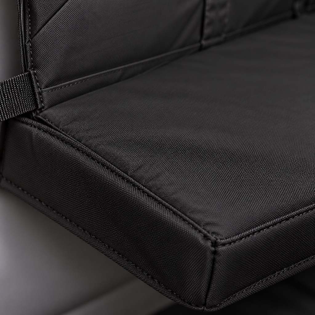 Kurgo Rover Backseat Bridge – Black & Charcoal — material and stitching detail