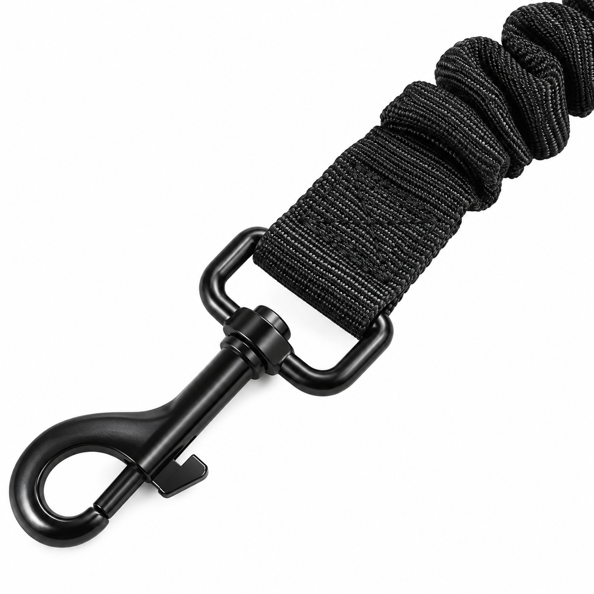 LivTee Adjustable Bungee Dog Car Seat Belts – Black, 2 Pack — material and stitching detail