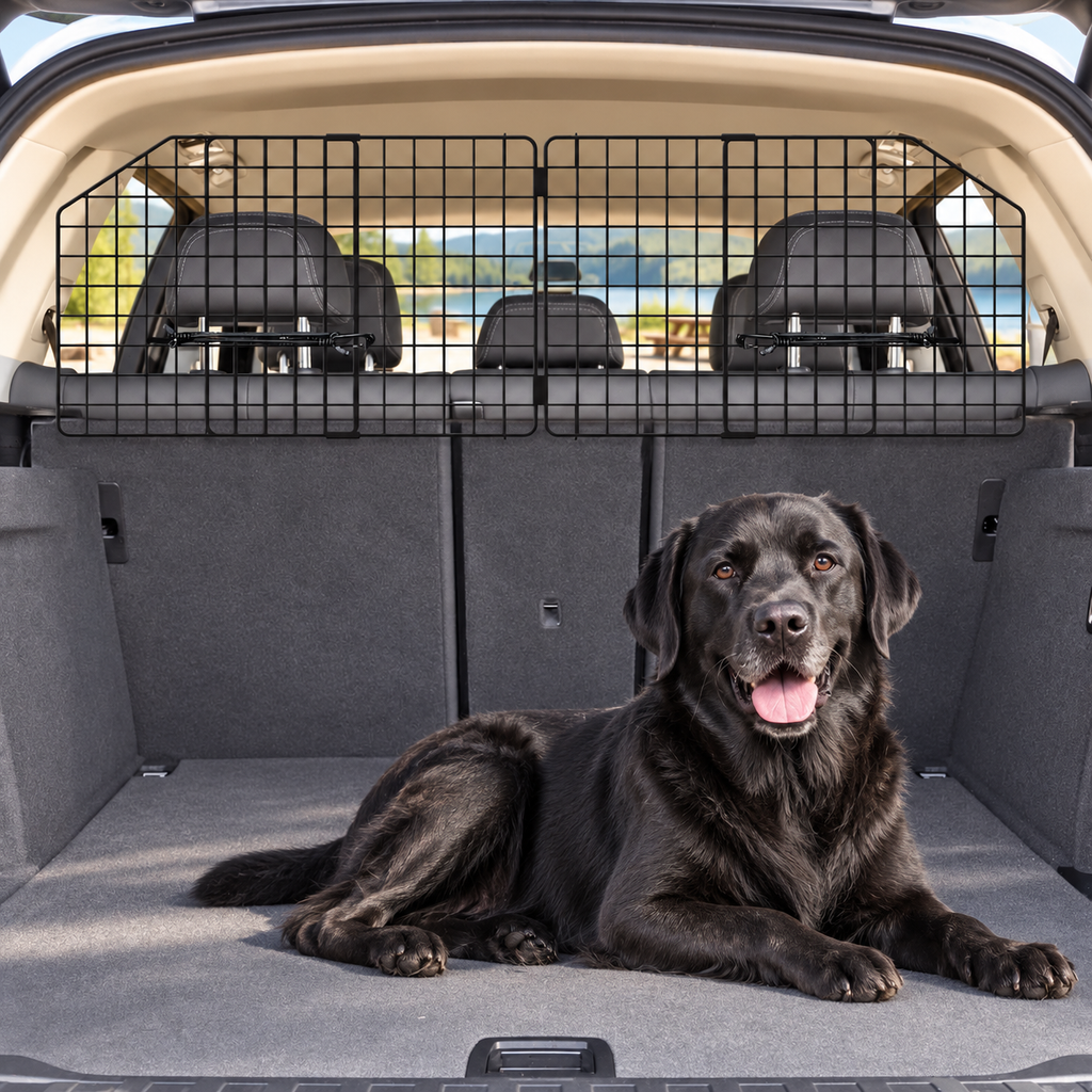 Petboda Adjustable SUV Cargo Barrier – in use