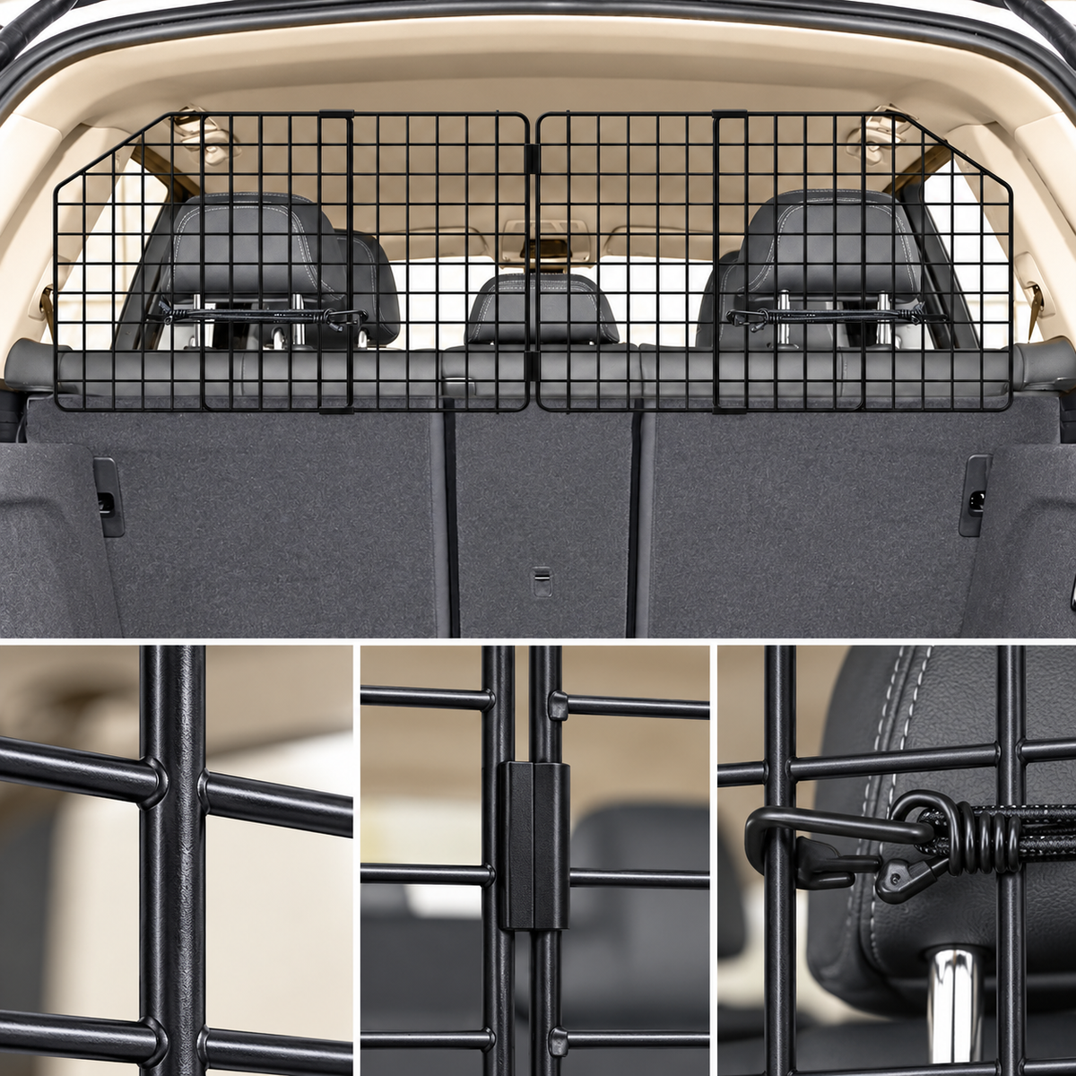 Petboda Adjustable SUV Cargo Barrier – material and function detail