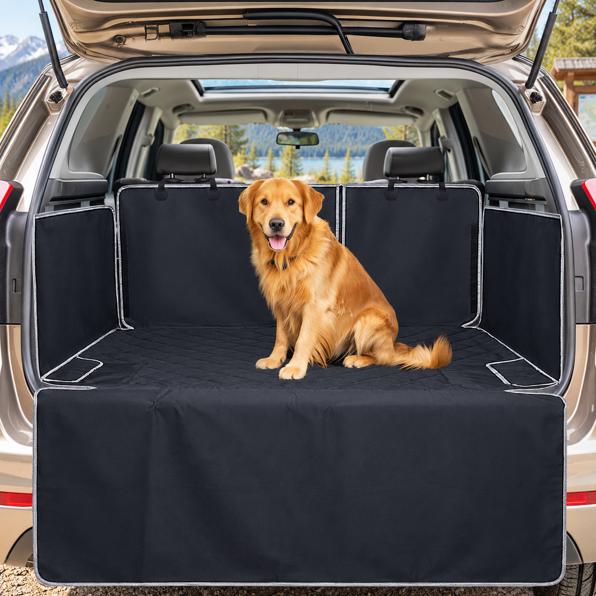 NOBLE DUCK SUV Cargo Liner with Bumper Flap – in use