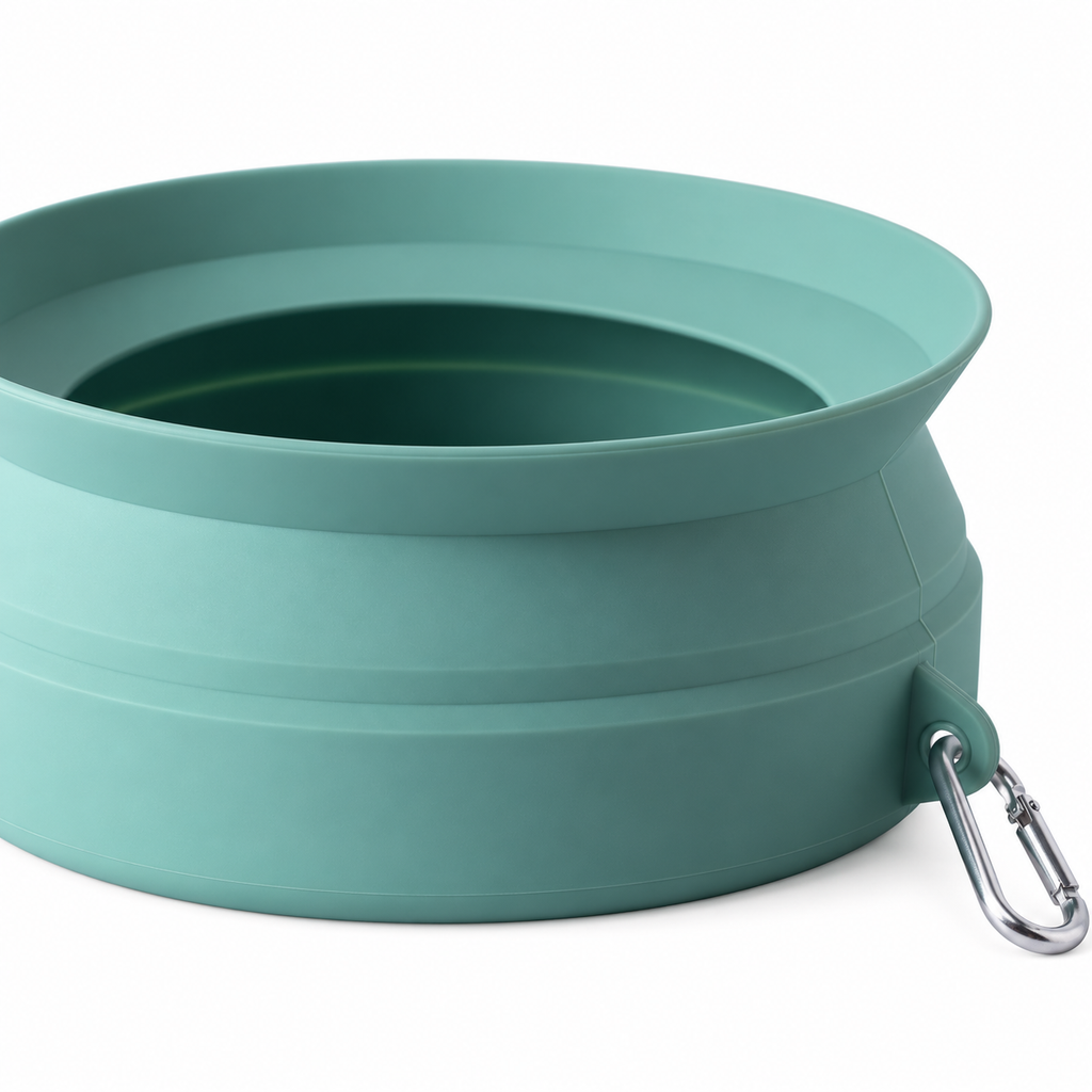 SLSON Collapsible Travel Water Bowl – Morandi Green – material and function detail