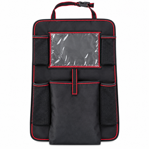 AGEX 5-Pocket Backseat Organizer – Black & Red – product view