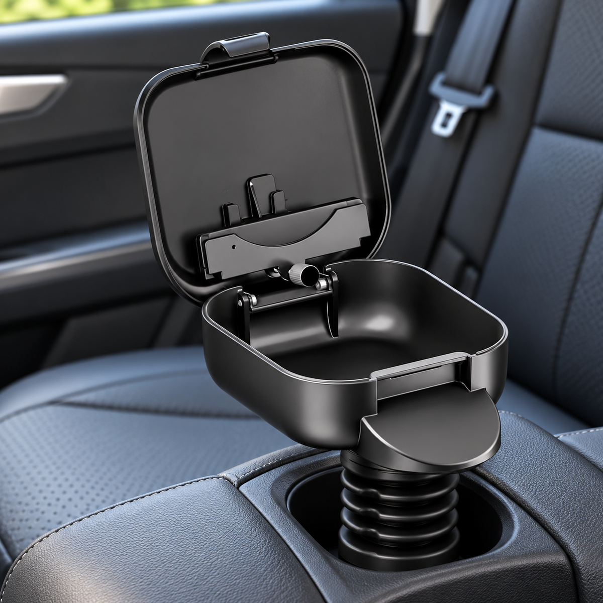 Integral Kids Cup Holder Storage Console – Standard Base – in use