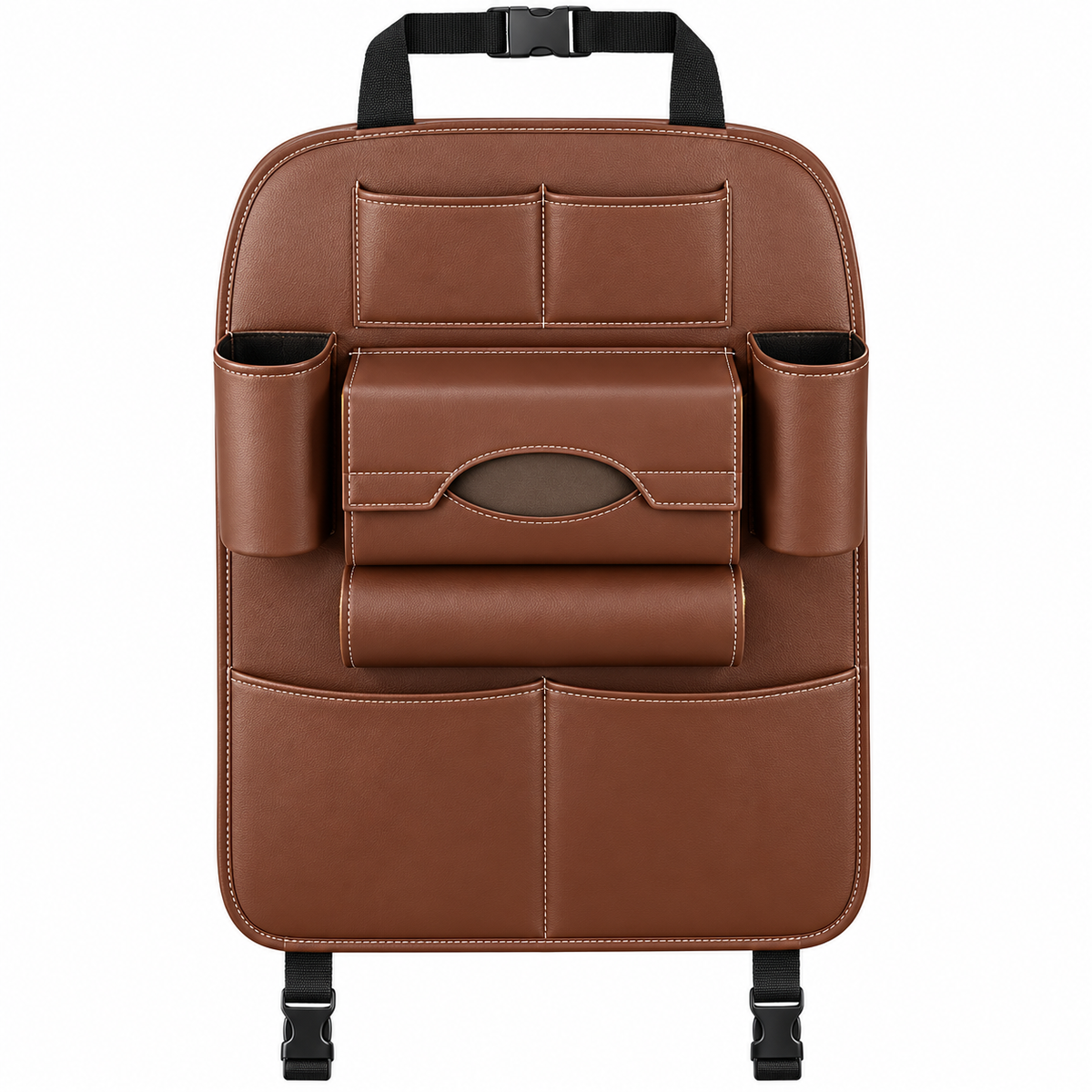 ASENDIWAY Seatback Organizer with Tissue Compartment – Brown – product view