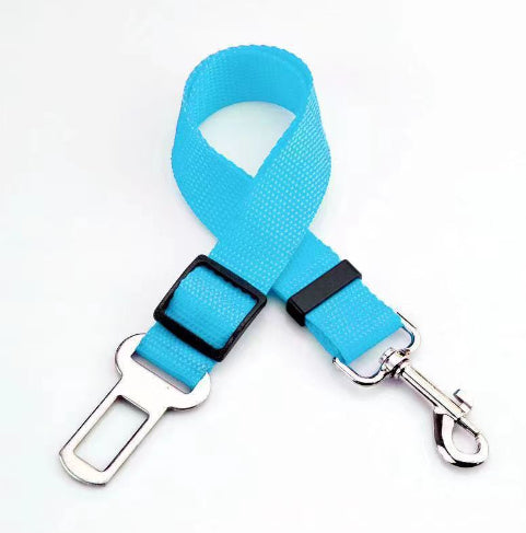 Adjustable Flat-Webbing Dog Car Tether – Sky Blue – product view