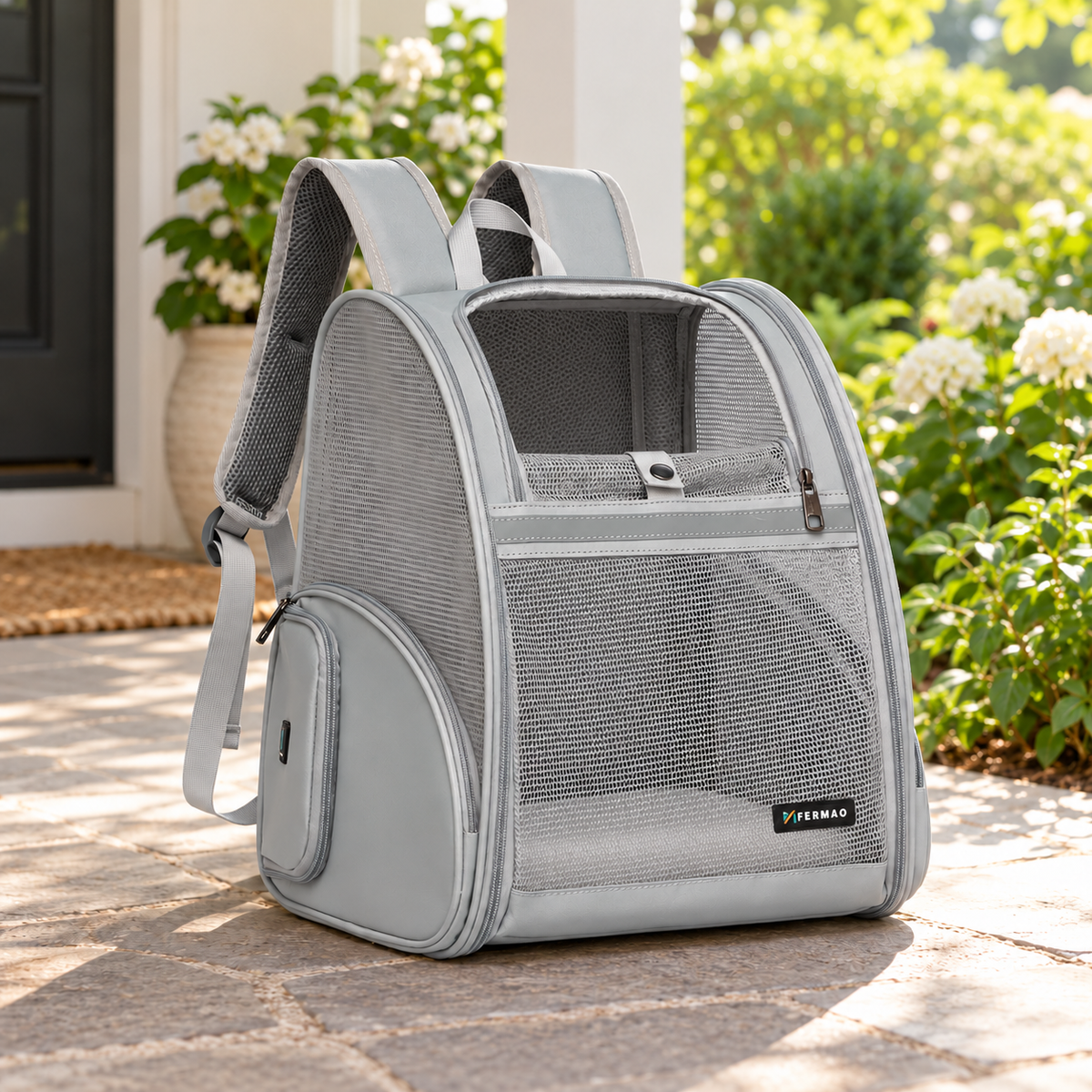 grey FERMAO mesh backpack – empty product view