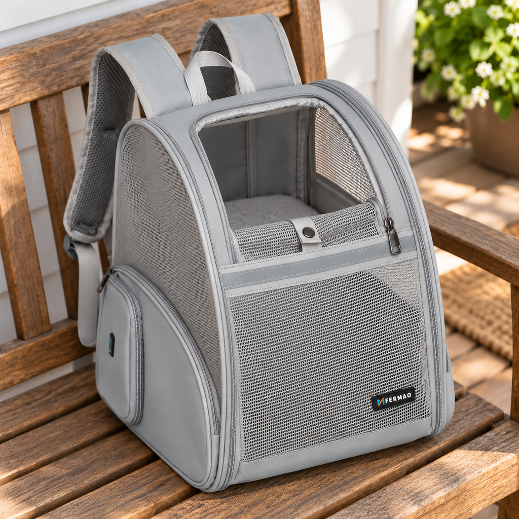 grey FERMAO mesh backpack – empty product view