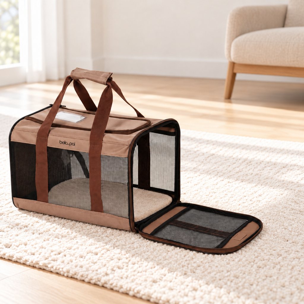 brown bella&pal mesh carrier – empty product view