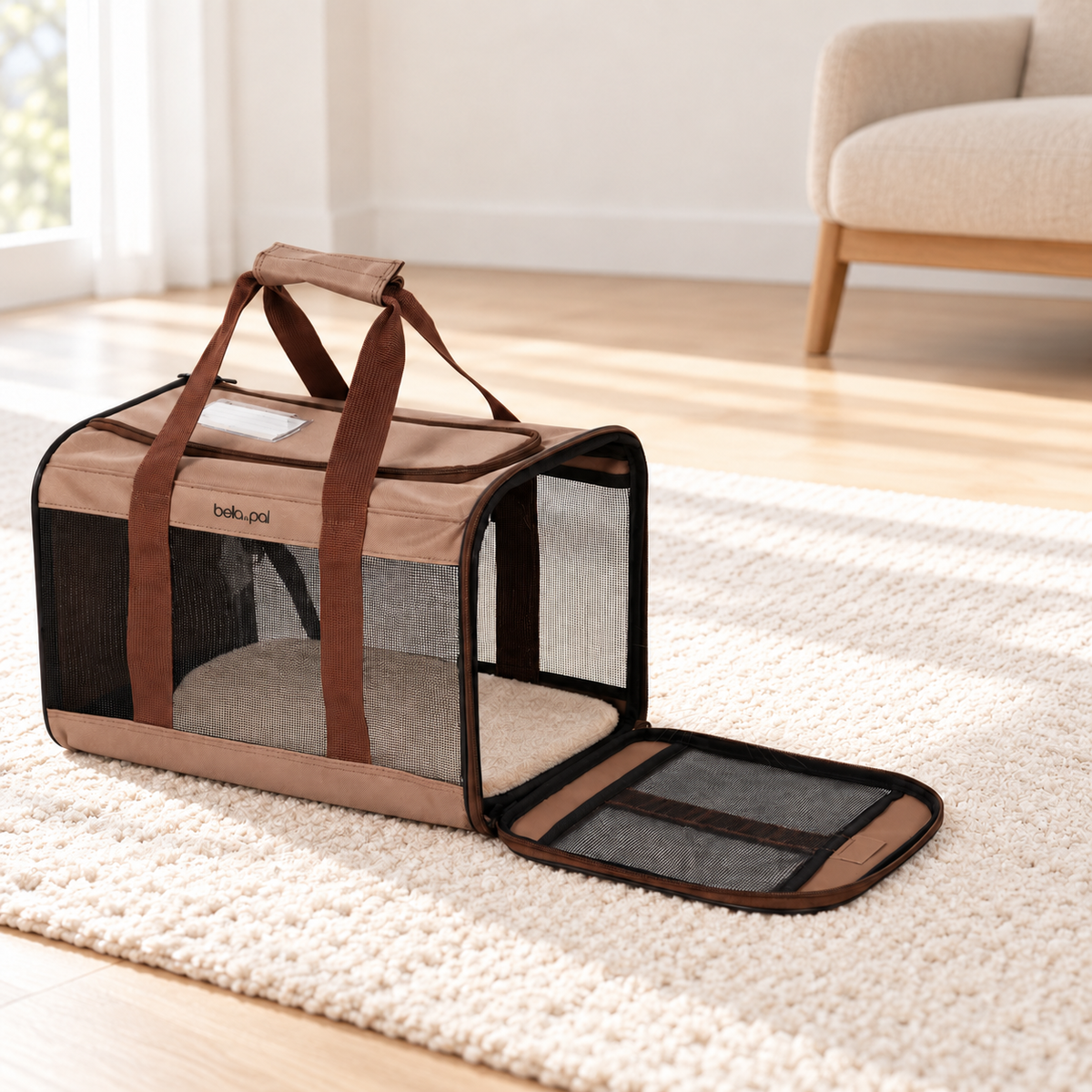 brown bella&pal mesh carrier – empty product view