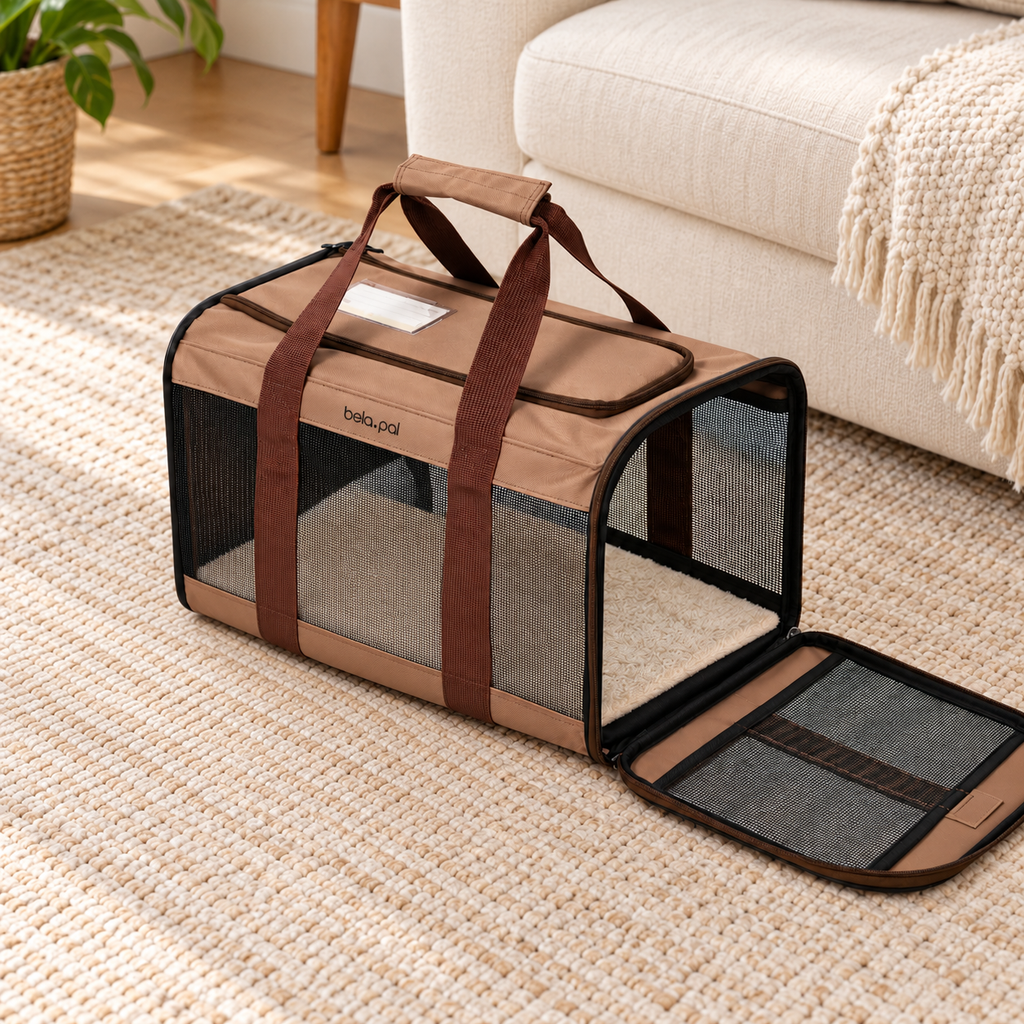 brown bella&pal mesh carrier – empty product view