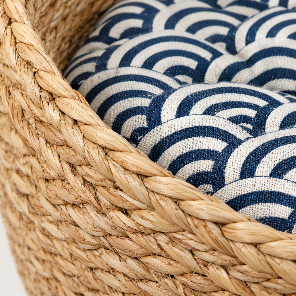 BubuKuku Woven Cat Basket Bed with Cushion – material detail