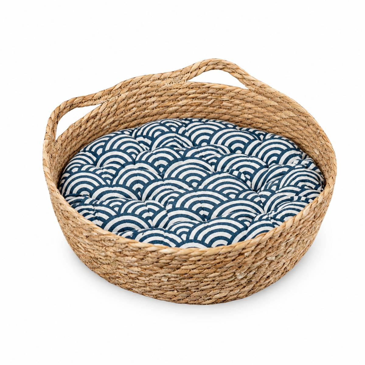 BubuKuku Woven Cat Basket Bed with Cushion – product view