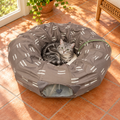Kitty City Pop-Up Cat Tunnel Bed – Brown – cat using the bed