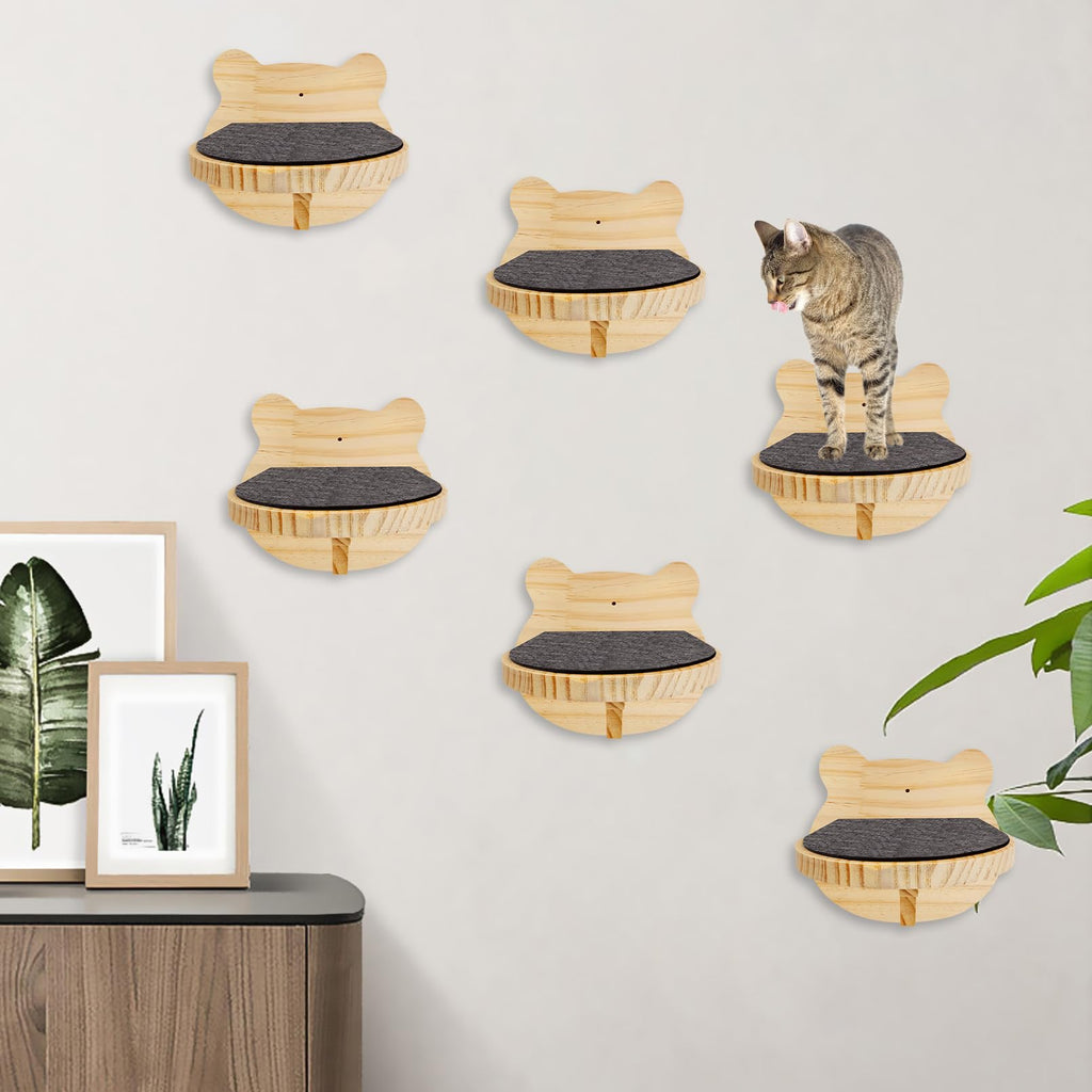 kathson Bear-Shaped Cat Wall Steps – Set of 6 – cat climbing scene