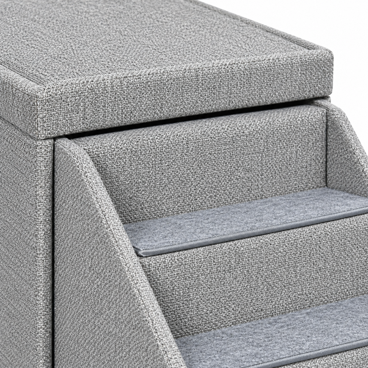 PawHut Storage Ottoman with Cat Stairs – Light Grey – material detail