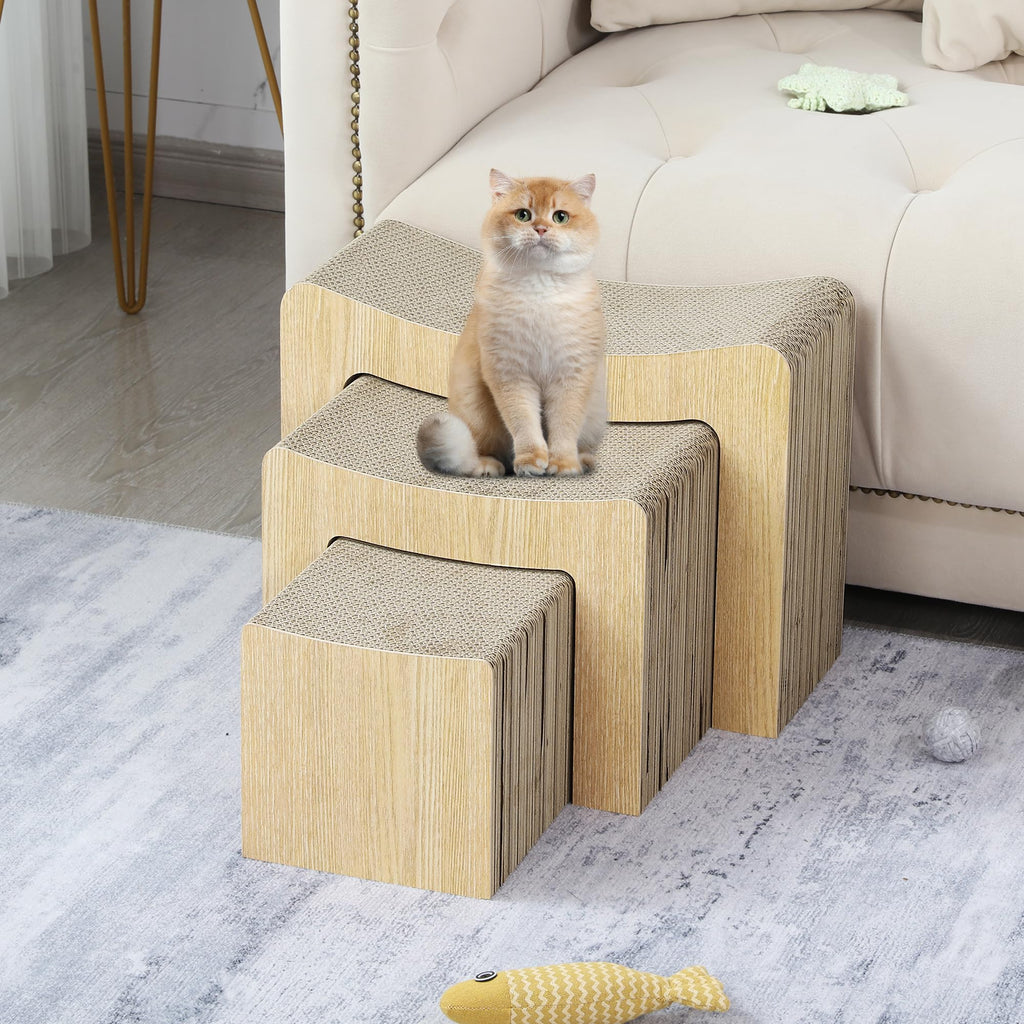 BALAPET Nesting Cardboard Cat Stairs & Scratcher – 3 Levels – cat using the stairs