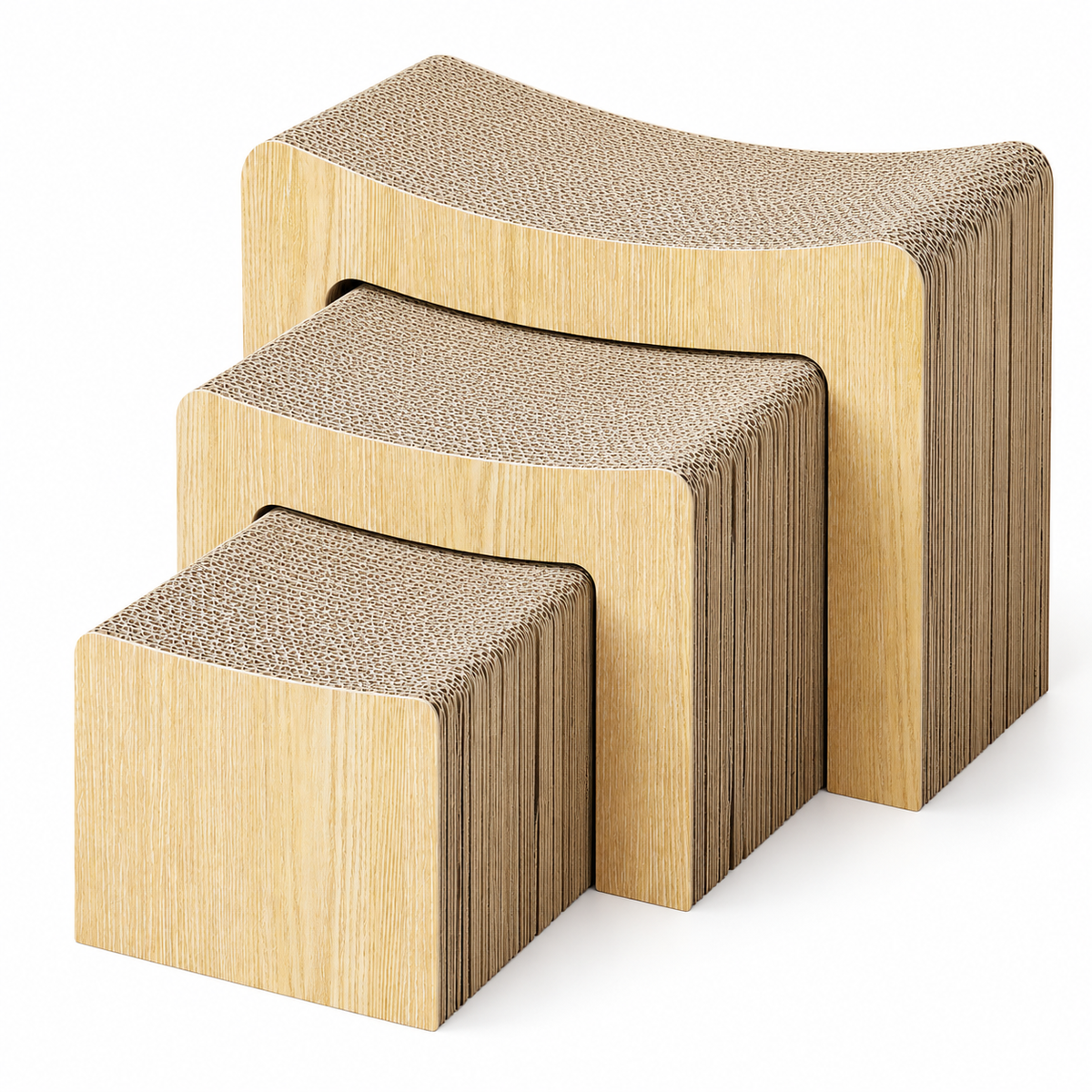 BALAPET Nesting Cardboard Cat Stairs & Scratcher – 3 Levels – product view