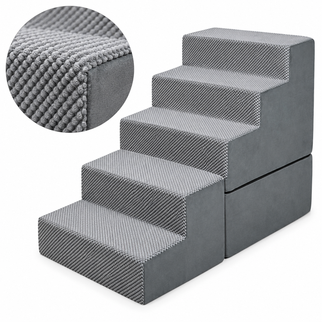 Modular Foam Cat Stairs – Grey, 6 Steps – material detail