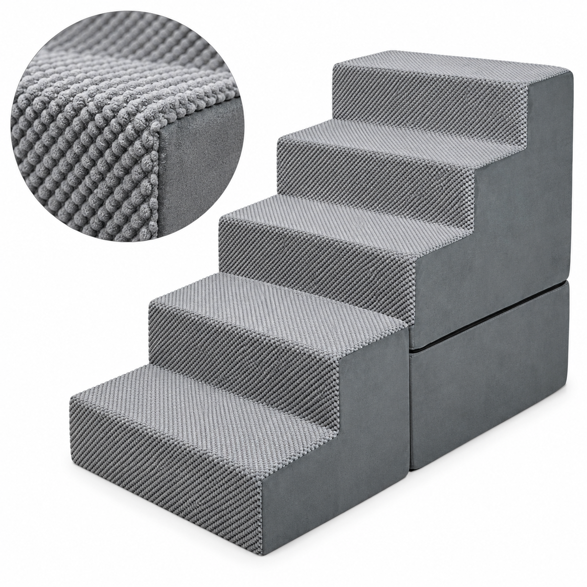 Modular Foam Cat Stairs – Grey, 6 Steps – material detail