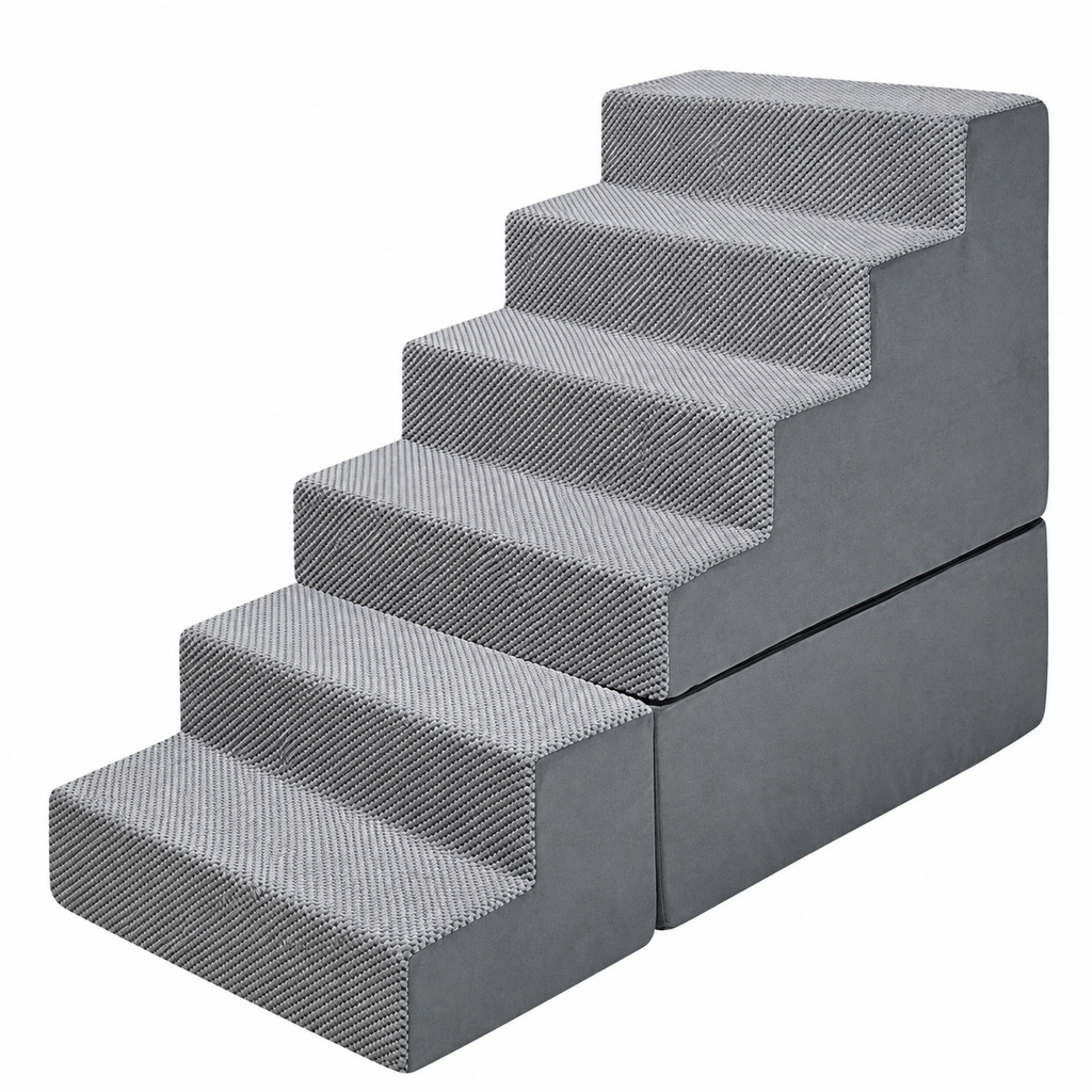 Modular Foam Cat Stairs – Grey, 6 Steps – product view