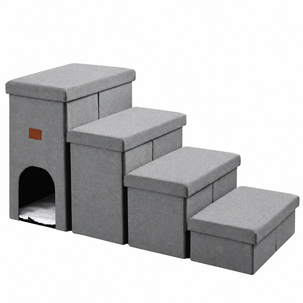 JOLLYVOGUE Storage Cat Stairs with Hideaway – 4 Steps – product view
