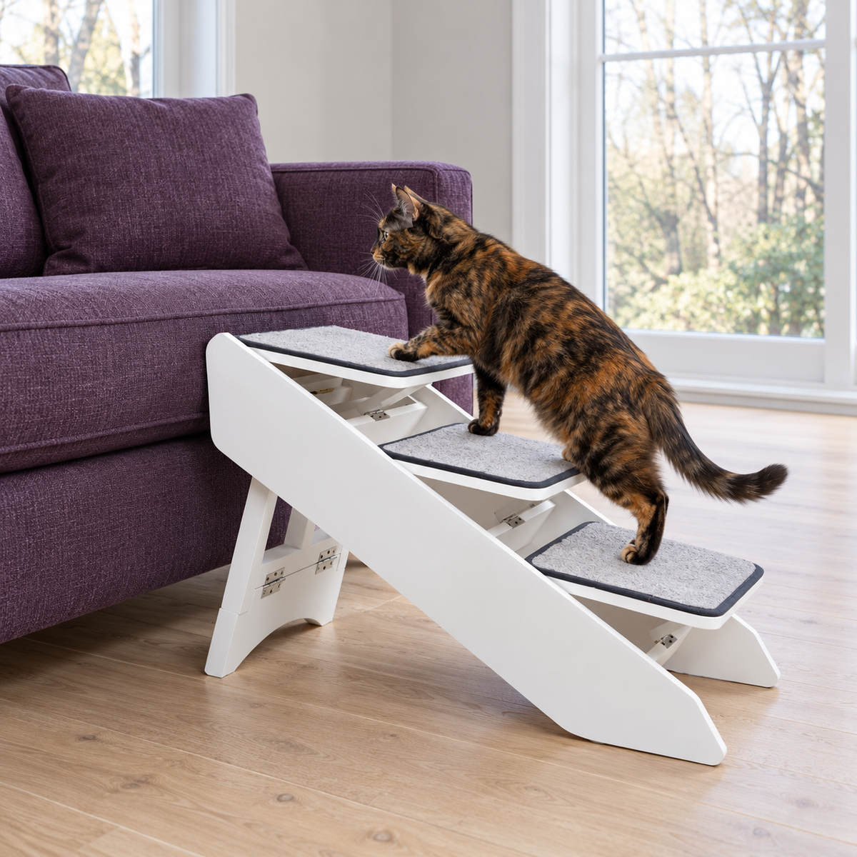 PetSafe CozyUp Convertible Cat Steps & Ramp – cat using the product