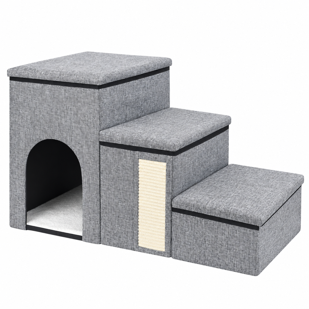 petizer Storage Cat Stairs with Scratching Panel – 3 Steps – product view