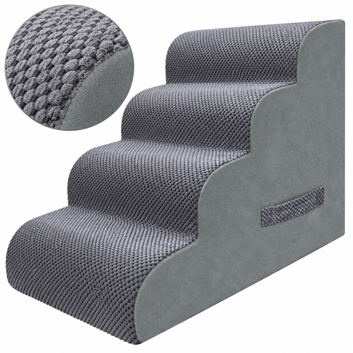 PAWSCART Rounded Foam Cat Stairs – Grey, 4 Steps – material detail