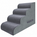 PAWSCART Rounded Foam Cat Stairs – Grey, 4 Steps – product view
