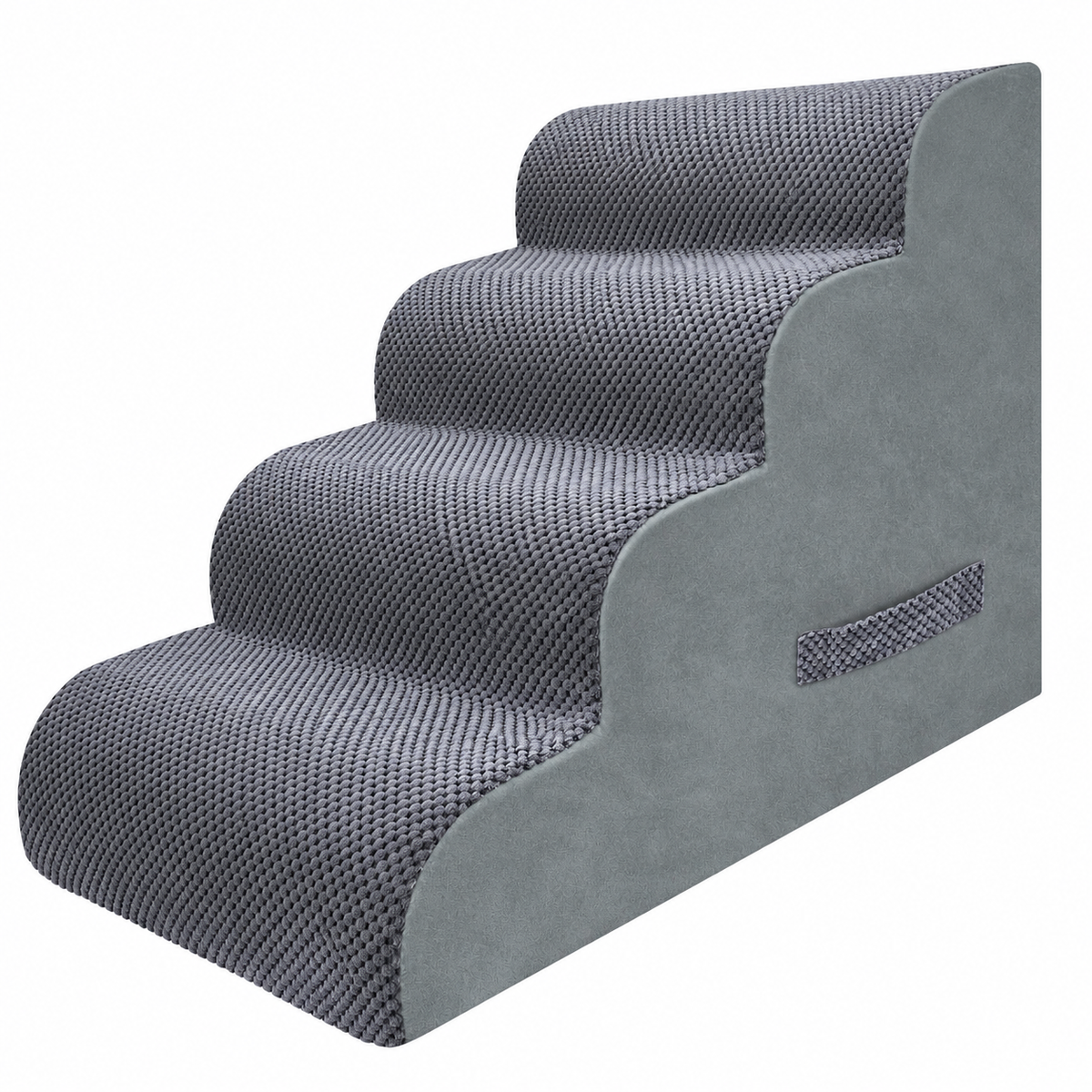 PAWSCART Rounded Foam Cat Stairs – Grey, 4 Steps – product view