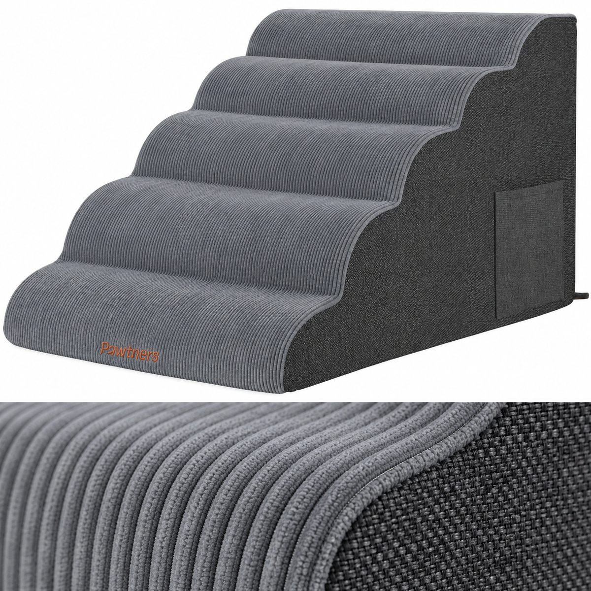 Pawtners Extra-Wide Foam Cat Stairs – 5 Steps – material detail