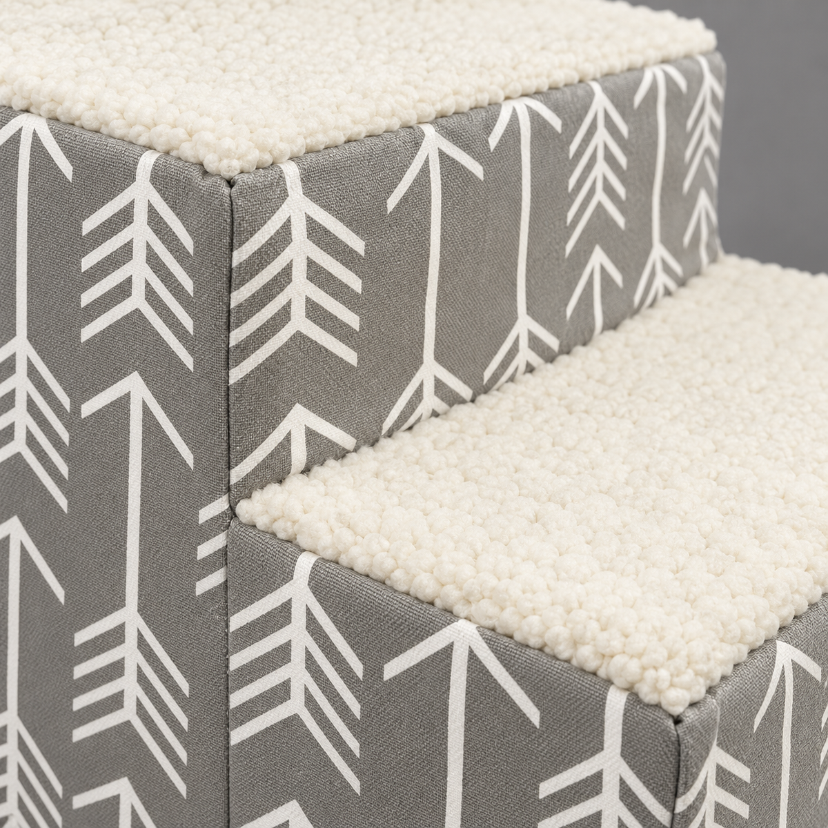 Majestic Pet Sherpa Cat Stairs – Arrow Grey, 3 Steps – material detail