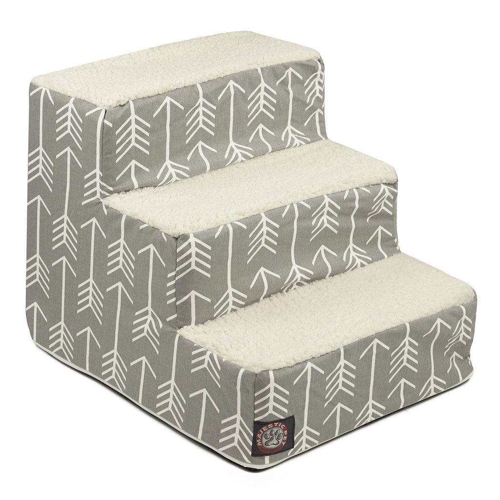 Majestic Pet Sherpa Cat Stairs – Arrow Grey, 3 Steps – product view