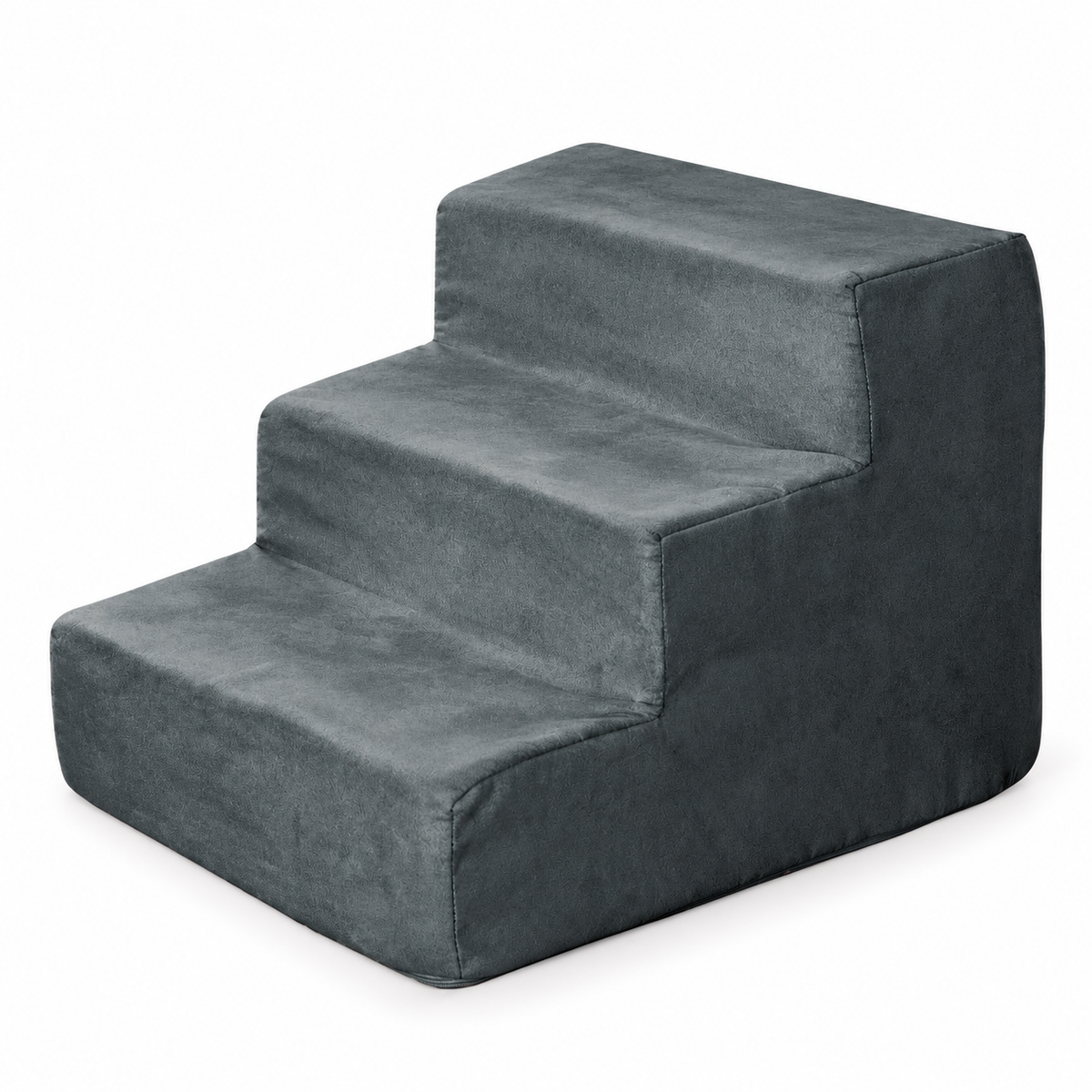 PETMAKER grey three-step foam cat stairs on white