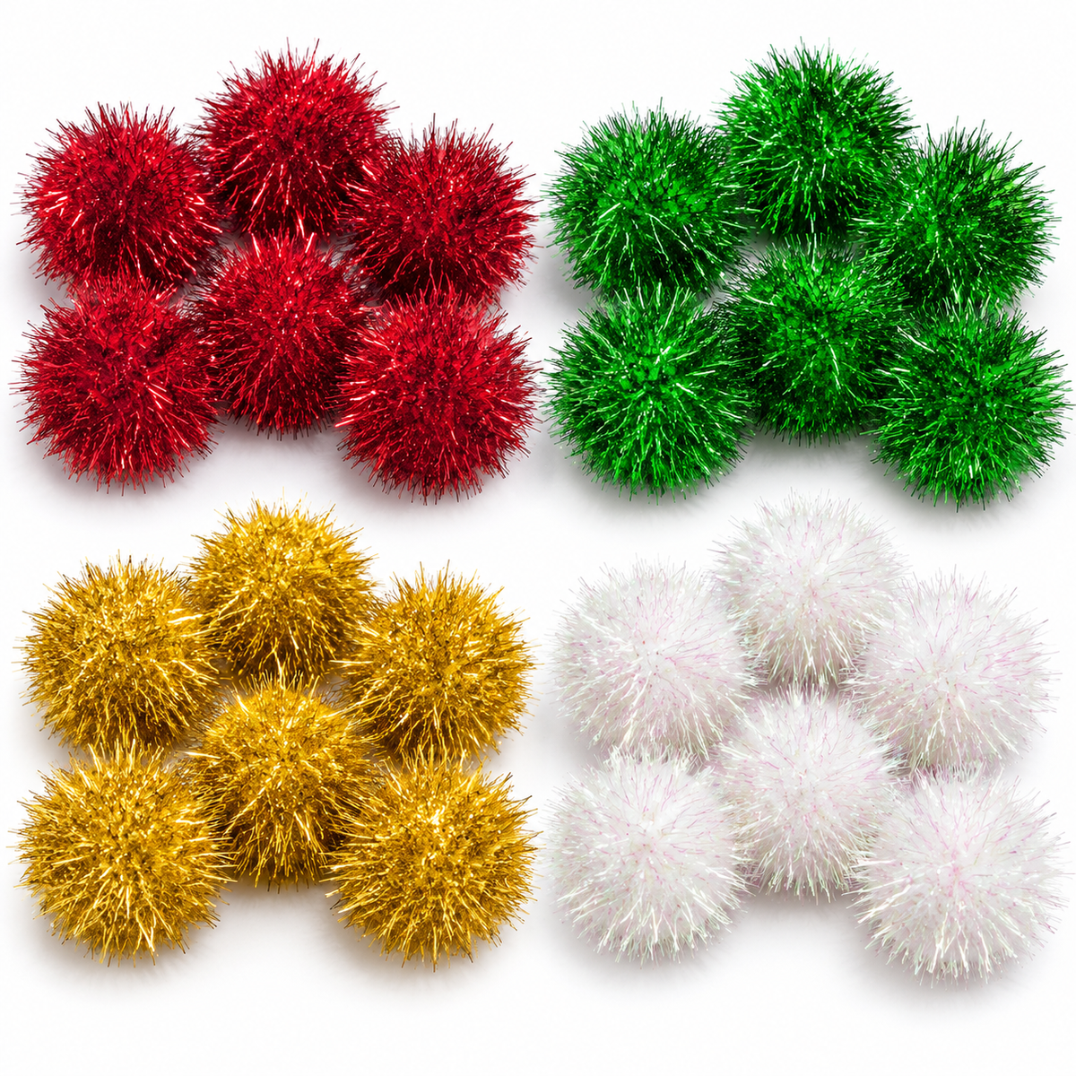PETFAVORITES 24 sparkle pom-pom balls in four colours