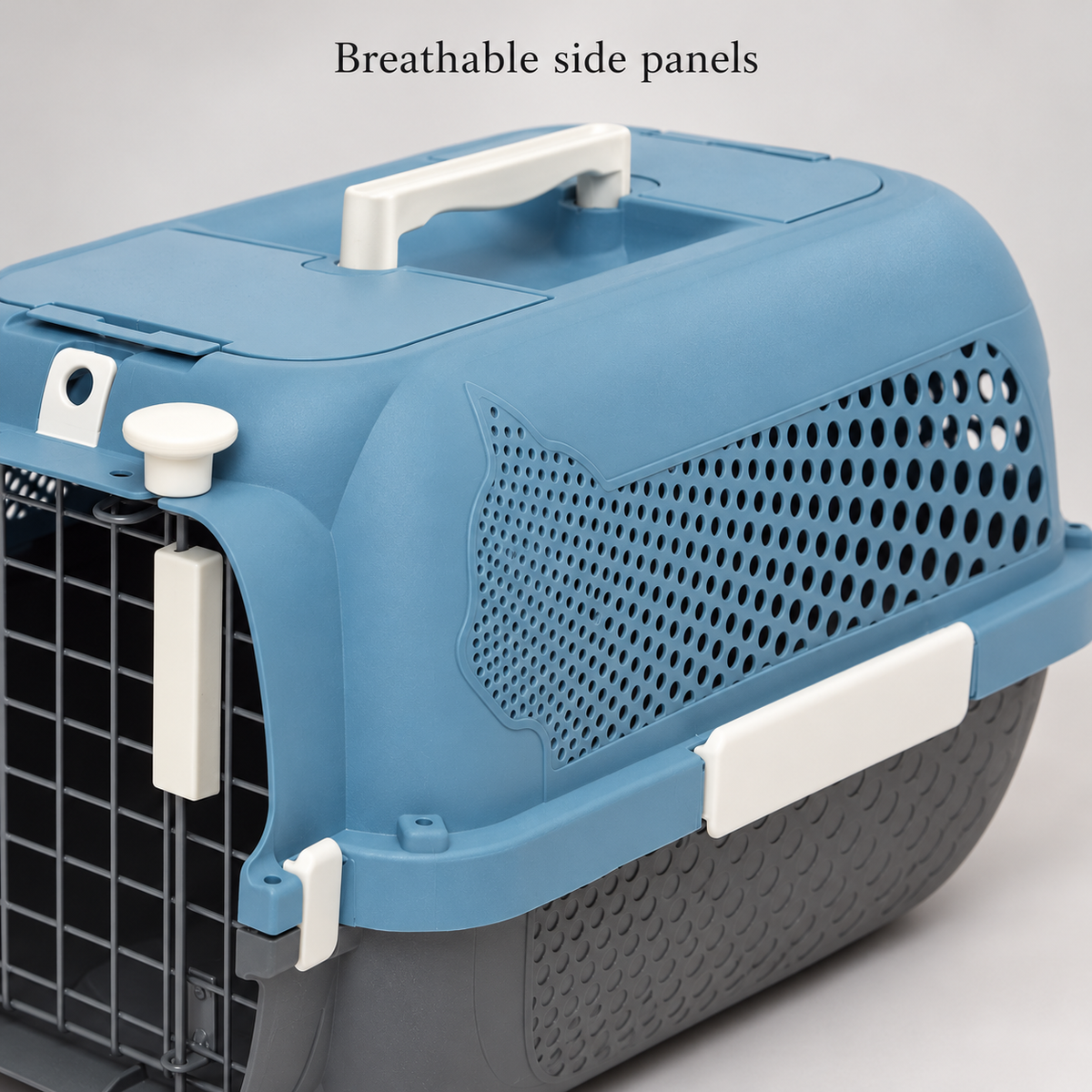 Close-up of ventilation panels and clip on Catit carrier