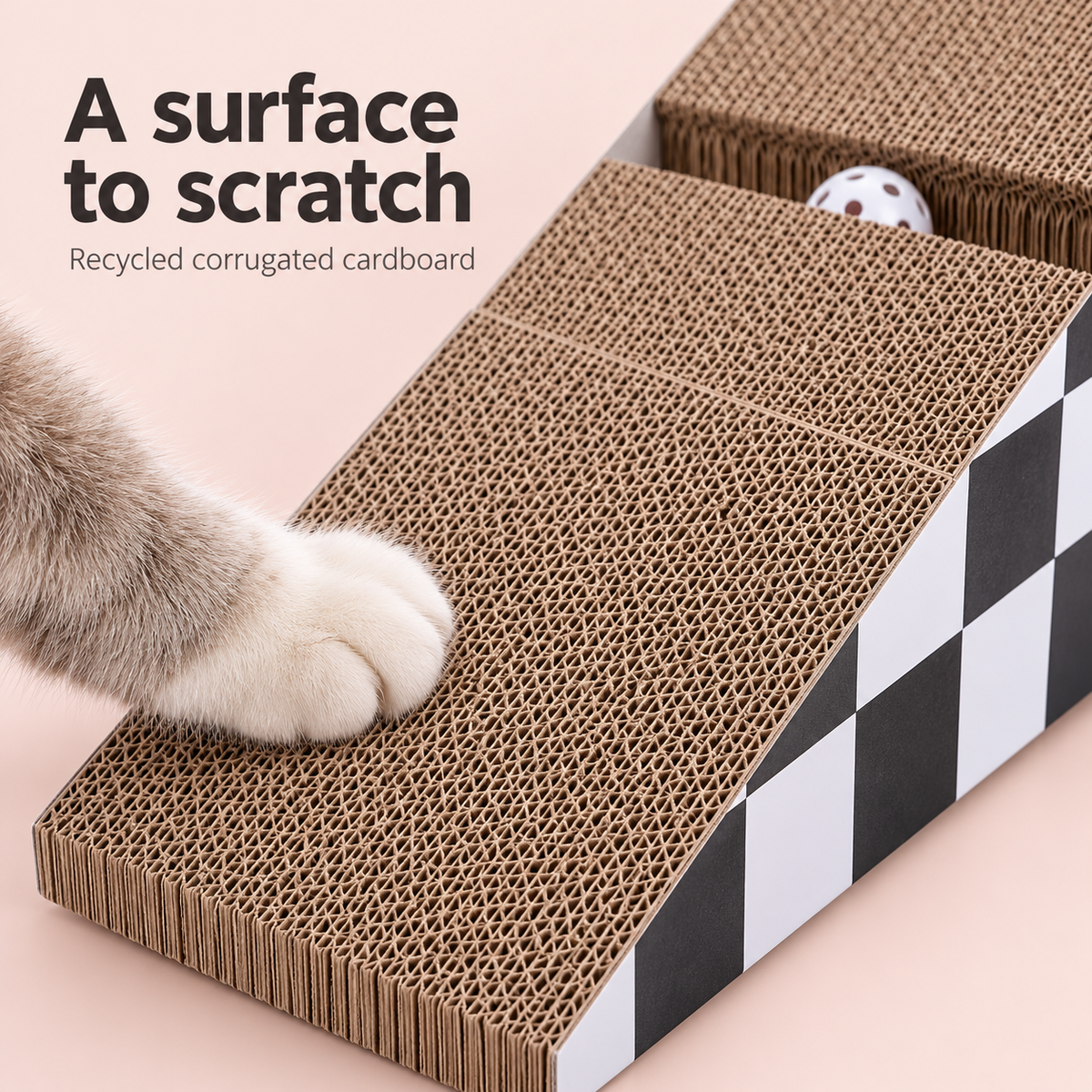 Close-up of recycled corrugated cardboard scratching surface