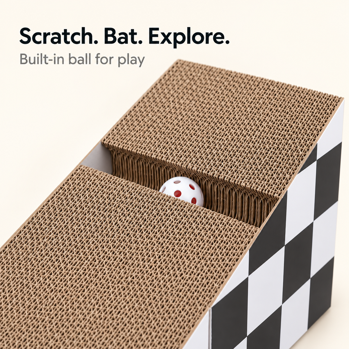 Built-in ball groove in the triangular cat scratcher