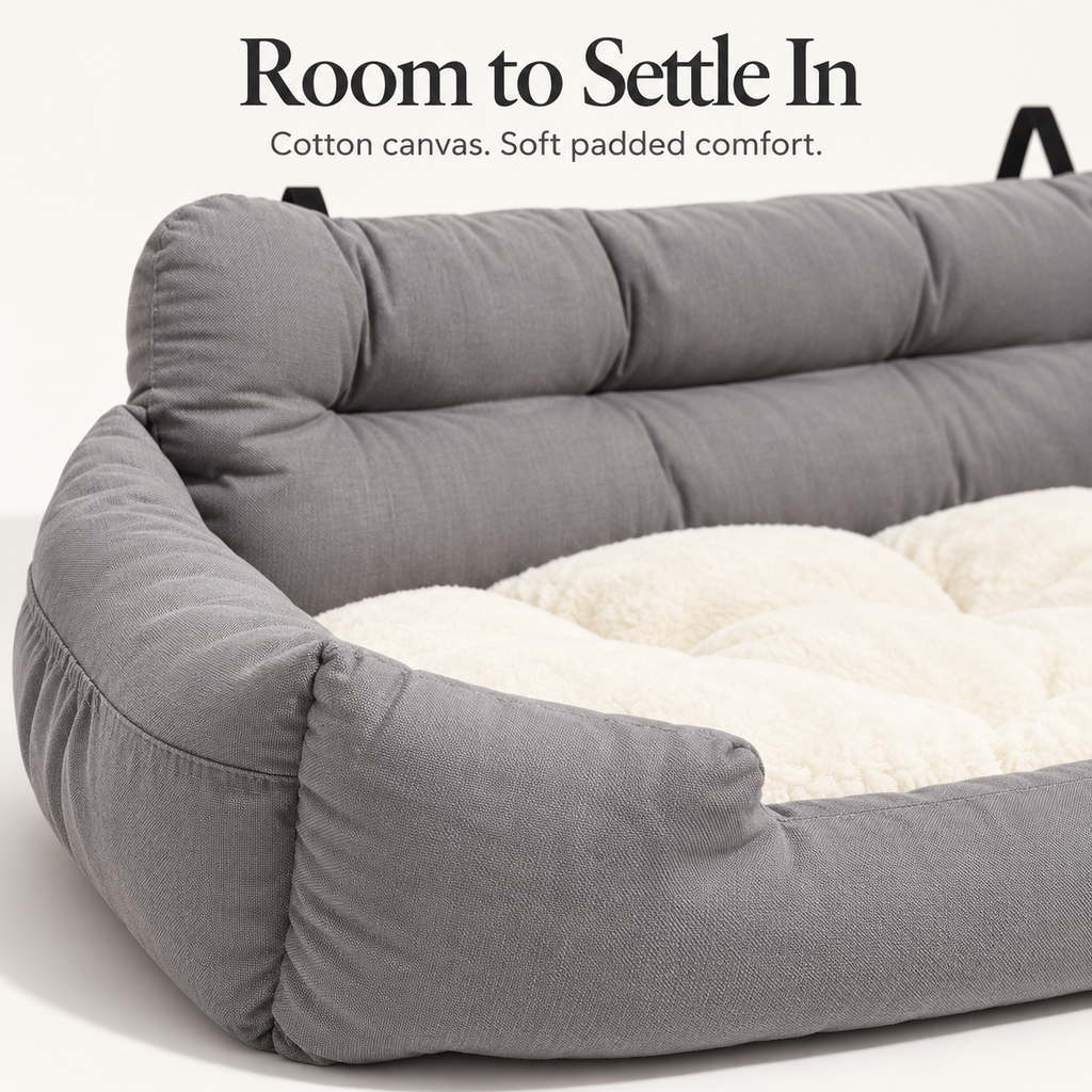 Cotton canvas and padded bolster detail